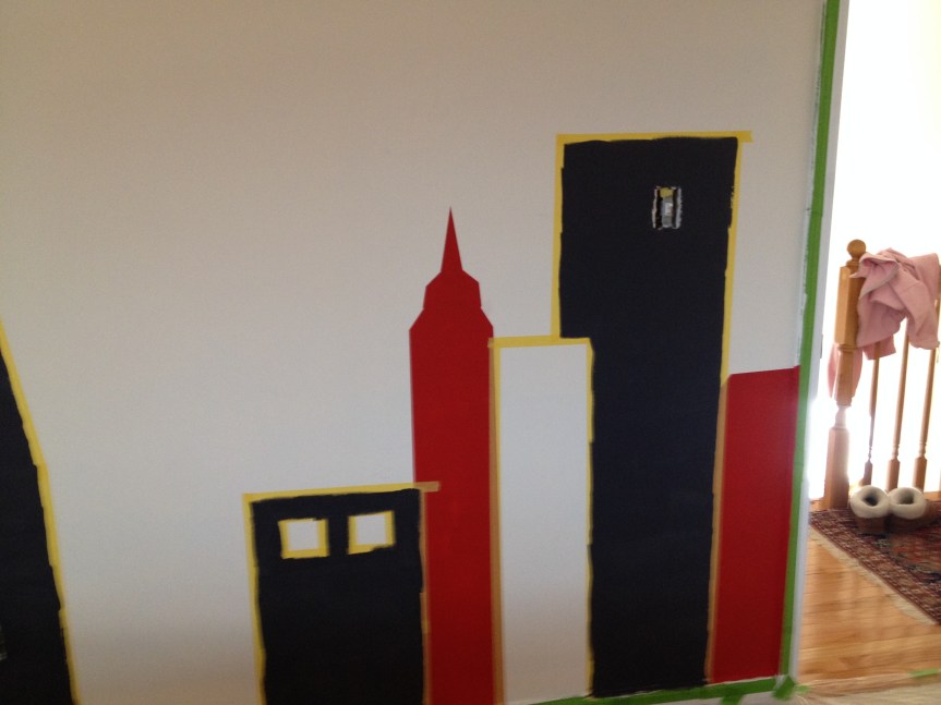 Painting skyline on wall