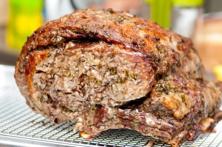 beef prime rib roast crusted with herbs